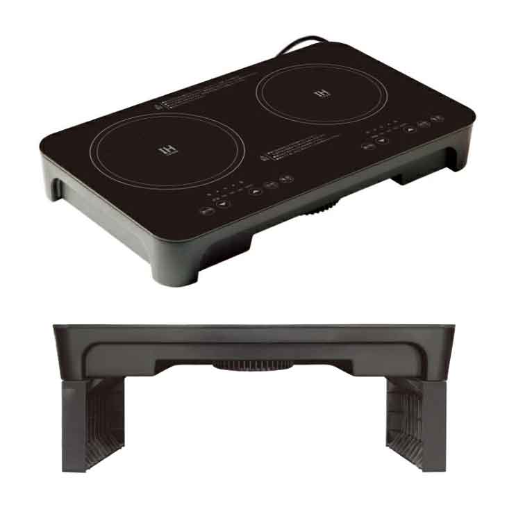 ミニ2口IHクッキングヒーター アップスタンド付き IHクッキングヒーター 2口 卓上 ミニ コンパクト 1400W 一人暮らし アップスタンド 揚げ物 料理 ガラストップ お手入れ簡単 安全機能 マ