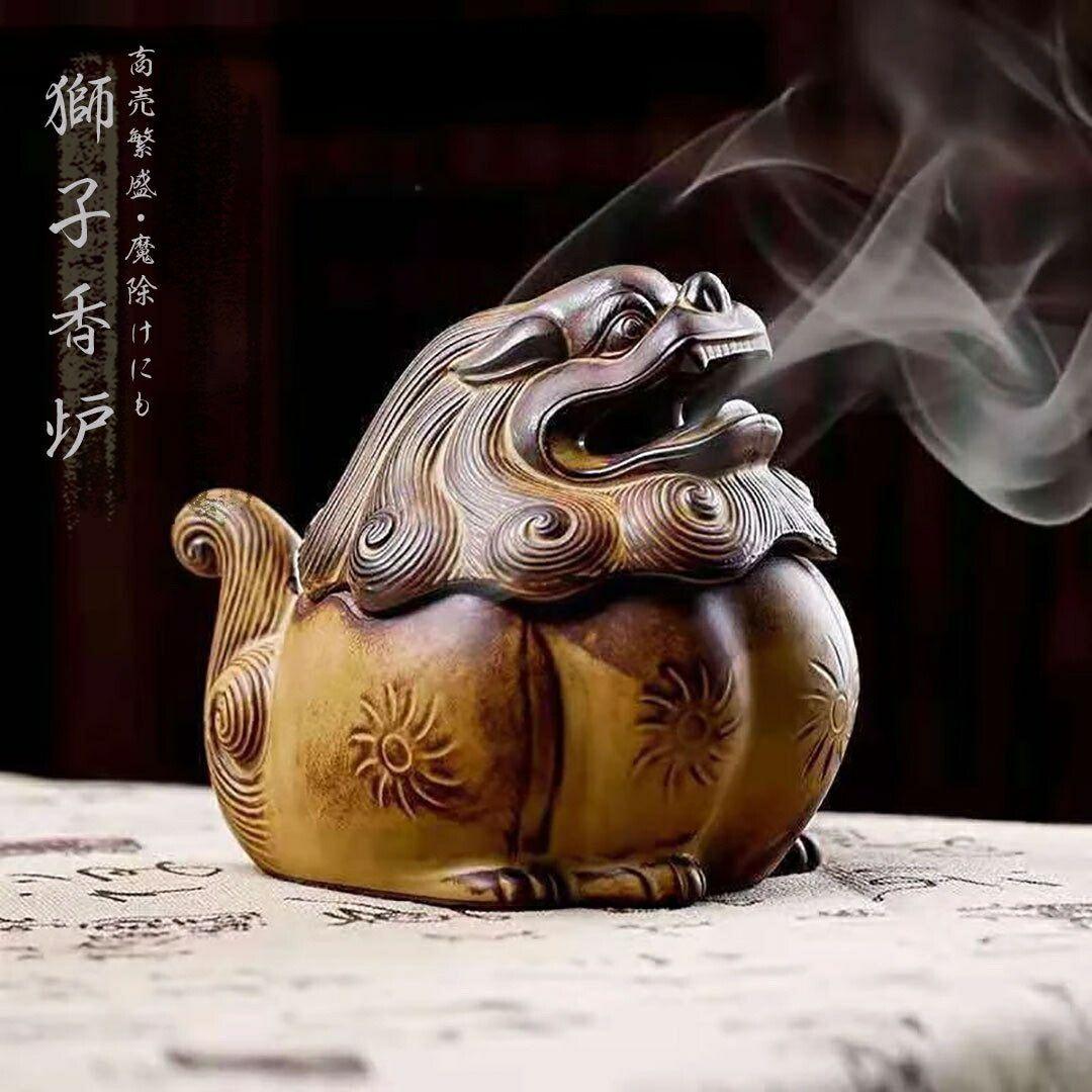 超特価香炉 獅子 風水 開運 線香立て オブジェ 金運 幸運 アジアン 百獣 雑貨 仏具 お香 中国 インセンスホルダー インドネシア アジアン雑貨 おしゃれ かわいい アジアンイ