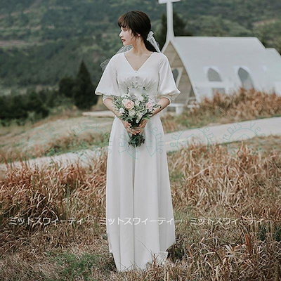 Qoo10] ウエディングドレス 二次会 白 結婚式