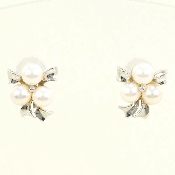 K18 18金 WG ホワイトゴールド ピアス パール (真珠) ジュエリー 中古
