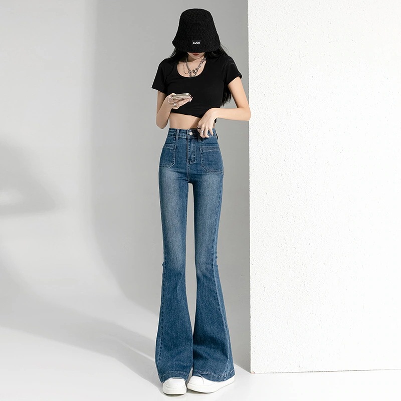 2024 初秋 デニムパンツ パンツ デニム ジーンズ スキニー ワイドレッグハイウエスト 脚長効果 美脚効果 細見え カジュアル レディース お出かけ 韓国ファッション