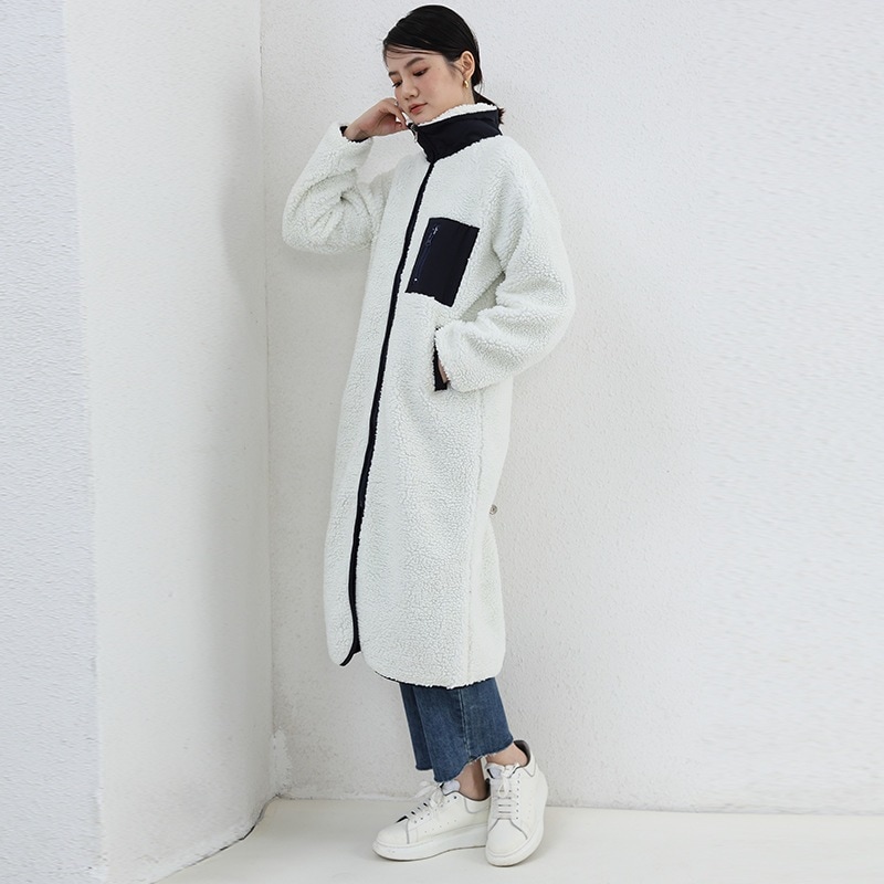 【即納】最安値挑戦 2024秋冬韓国ゆるい立襟両面にジッパー長いコート学生コート