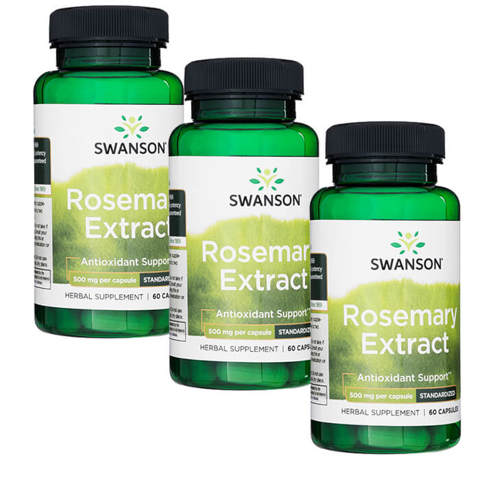 ローズマリーエクストラクト 500mg 60錠 3本 スワンソン Swanson Rosemary Extract 海外直送日時指定不可 国際郵便書留発送