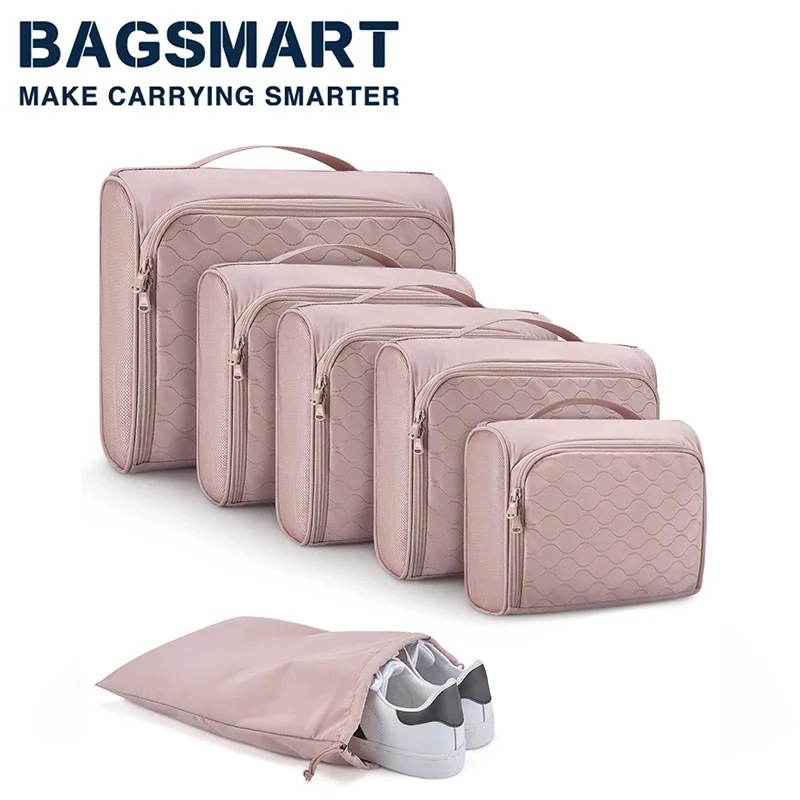 Bagsmart-女性用の軽量トラベルバッグ 荷物 収納オーガナイザー 折りたたみ式 6個セット 5,461円