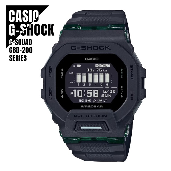 【即納】CASIO カシオ G-SHOCK Gショック G-SQUAD Gスクワッド スマートフォンリンク Bluetooth通信 GBD-200UU-1 ブラック 腕時計 メンズ 15,606円