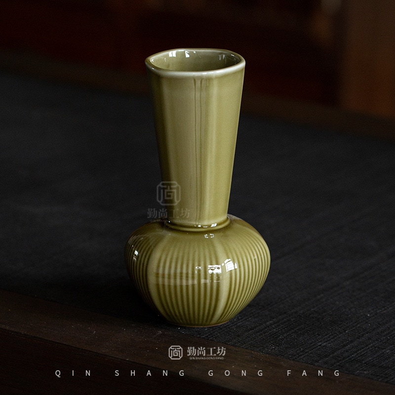 [2枚入]北渓堂耀州窯品月花器家庭用陶器花瓶ドライフラワー茶室卓上装飾置物水培容器