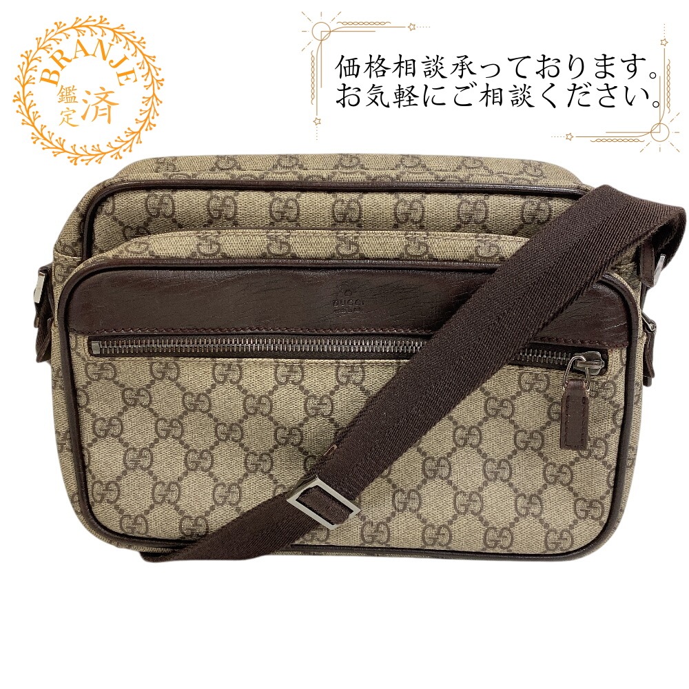 114531 GGスプリーム PVCコーティングキャンバス ショルダーバッグ ブラウン ブランド