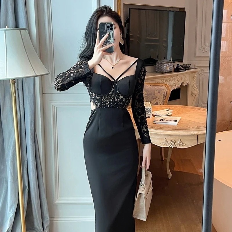 2025 秋 ワンピース ドレス 秋春 ロング フラウス風 シワ ウエストチェーン付き タイプ キャバ 大人 ウェディング 結婚式 ドレス パーティードレス お呼ばれ 披露宴