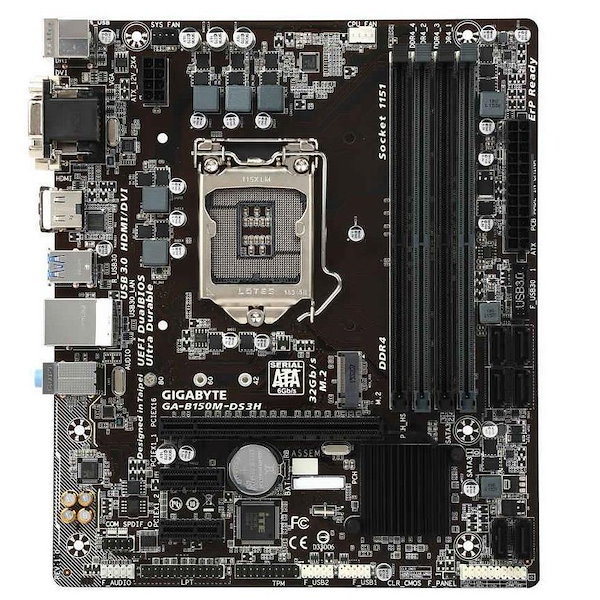 GIGABYTE GA-B150M-DS3H Intel B150 LGA1151 DDR4-2133 64GB M.2 SATA Gigabit LAN HDMI DVI-D Motherboard