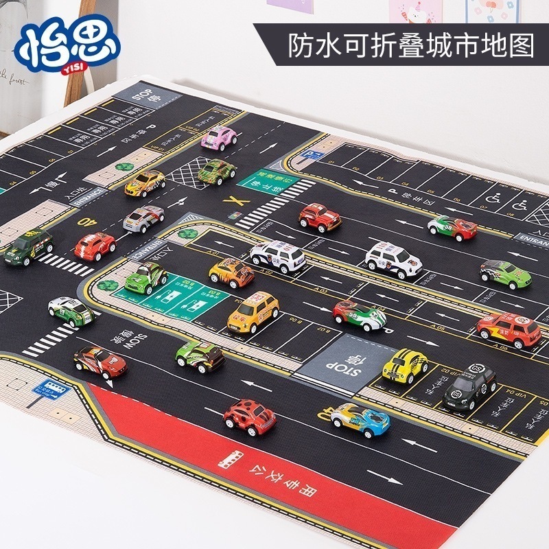子供用交通都市地図信号機おもちゃ駐車場這う防水フロアマット幼稚園知育玩具-駐車場マップ 信号機
