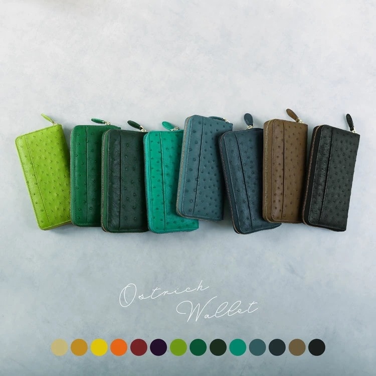 フルポイントオーストリッチ 長財布 メンズ ラウンドファスナー 財布 革 本革 フルポイント 父 男性 春財布 ビジネス 40代 50代 60代 70代 ギフト プレゼント 4FA (3718br)