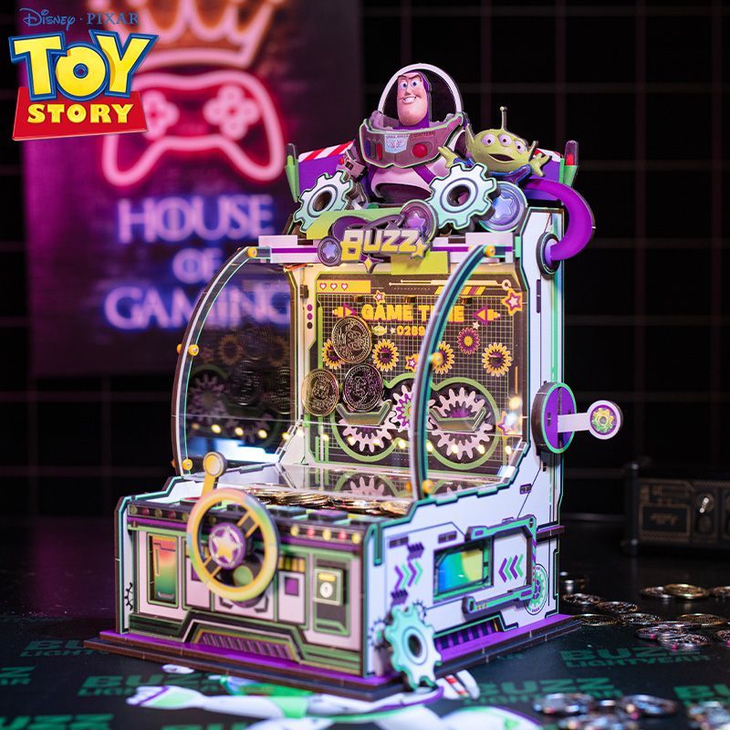 トイストーリーバス光年押し機木質パズル3d立体組み立てモデル