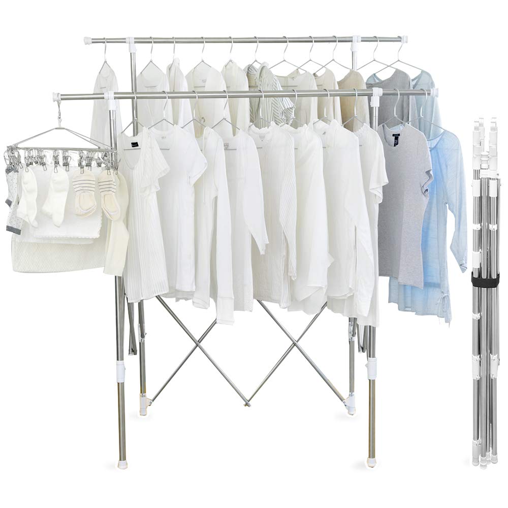 アイリスオーヤマ 洗濯物干し 室内物干し コンパクト収納 部屋干し時間短縮 布団も干せる 約4人用 伸縮スリム収納物干し 幅105.5~140×奥行72.5×高さ116.5~165 SSSM-140