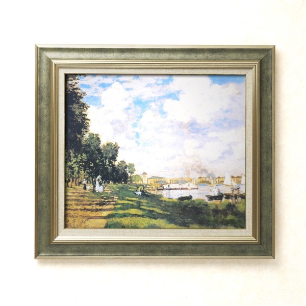 名画額縁 フレームセット F10号 モネ 「アルジャントーユの停泊所」 690×615×38mm 壁掛けひも付き ストーングレーフレーム