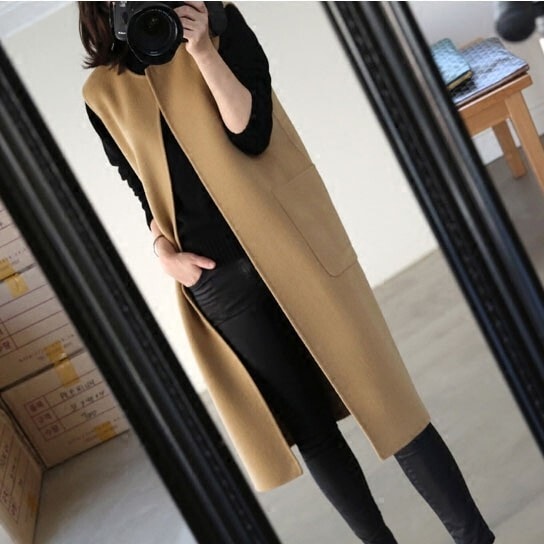 レディース ロングジレ ジレ ロングベスト ベスト 羽織 前開き 膝下 ロング 袖なし ラウンドネック 襟なし ノーカラー ワイド ポケット ポリエステル 大人可愛い シンプル きれいめ きれい 上品 6,856円