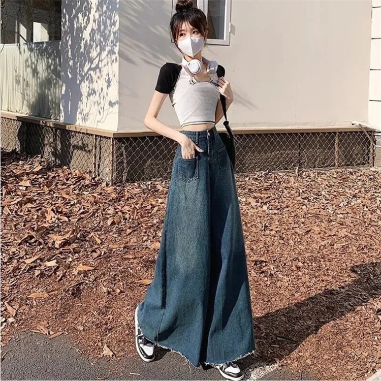 ゆったり ワイドパンツ ラックスパンツ ジーンズ ハイウェスト パンツ 長ズボン 体型カバー 4,788円