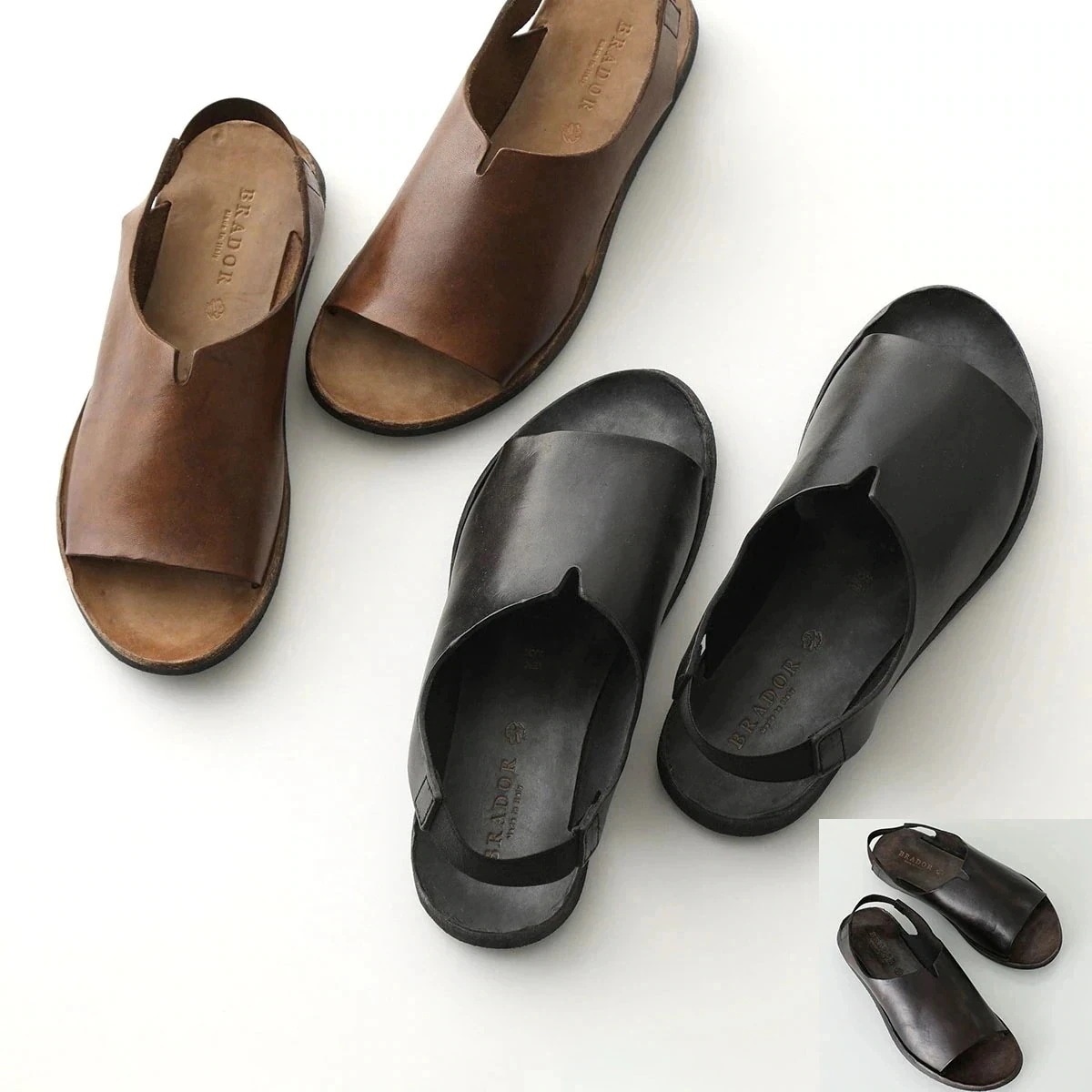 BRADOR ブラドール フラット サンダル 34777 レディース タンニン レザー ストラップ コンフォート シューズ 靴 カラー3色