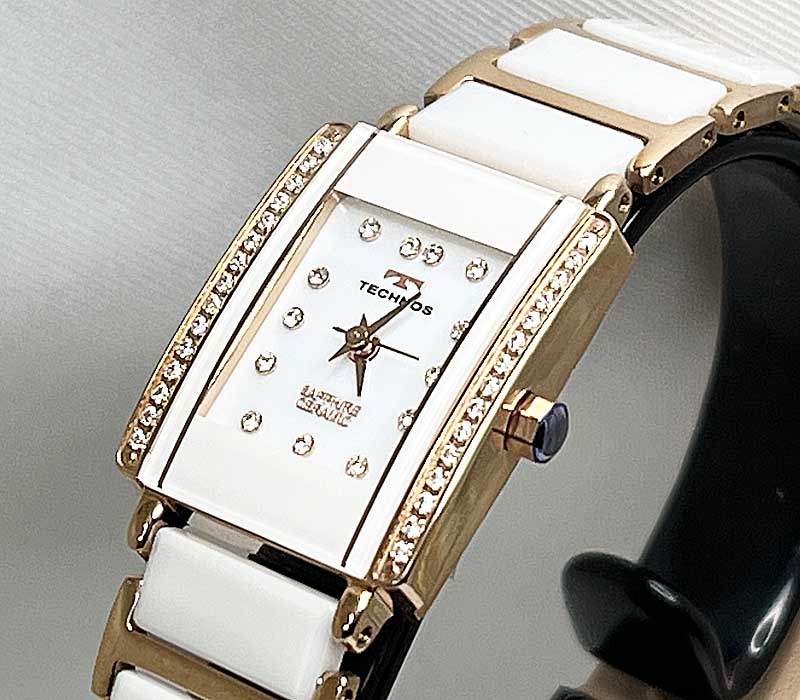 テクノス 腕時計 レディスウォッチ TECHNOS 　ジルコニアを埋め込んだラグジュアリーな女持ち腕時計　T9932PW　クォーツ ラッピング無料 手書きのメッセージカード あす楽対応