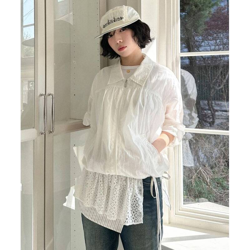 DRAWFIT WOMEN シャーリングジップアップウィンドブレーカー [WHITE] DFWMJK4103WH 403445