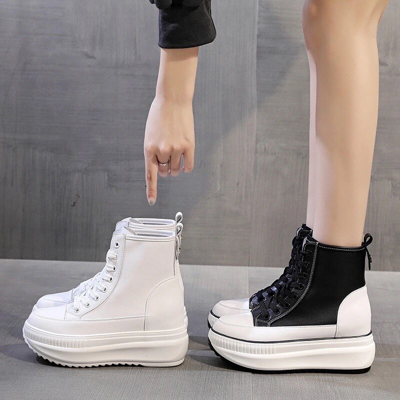8cm身長UPスニーカー ハイカット 厚底 おしゃれかわいい 厚底スニーカー レディース インヒール