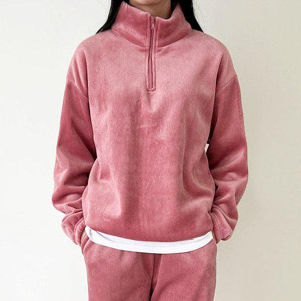 セットアップ レディース コーデュロイ ハーフジップ ジョガーパンツ セット SDT124