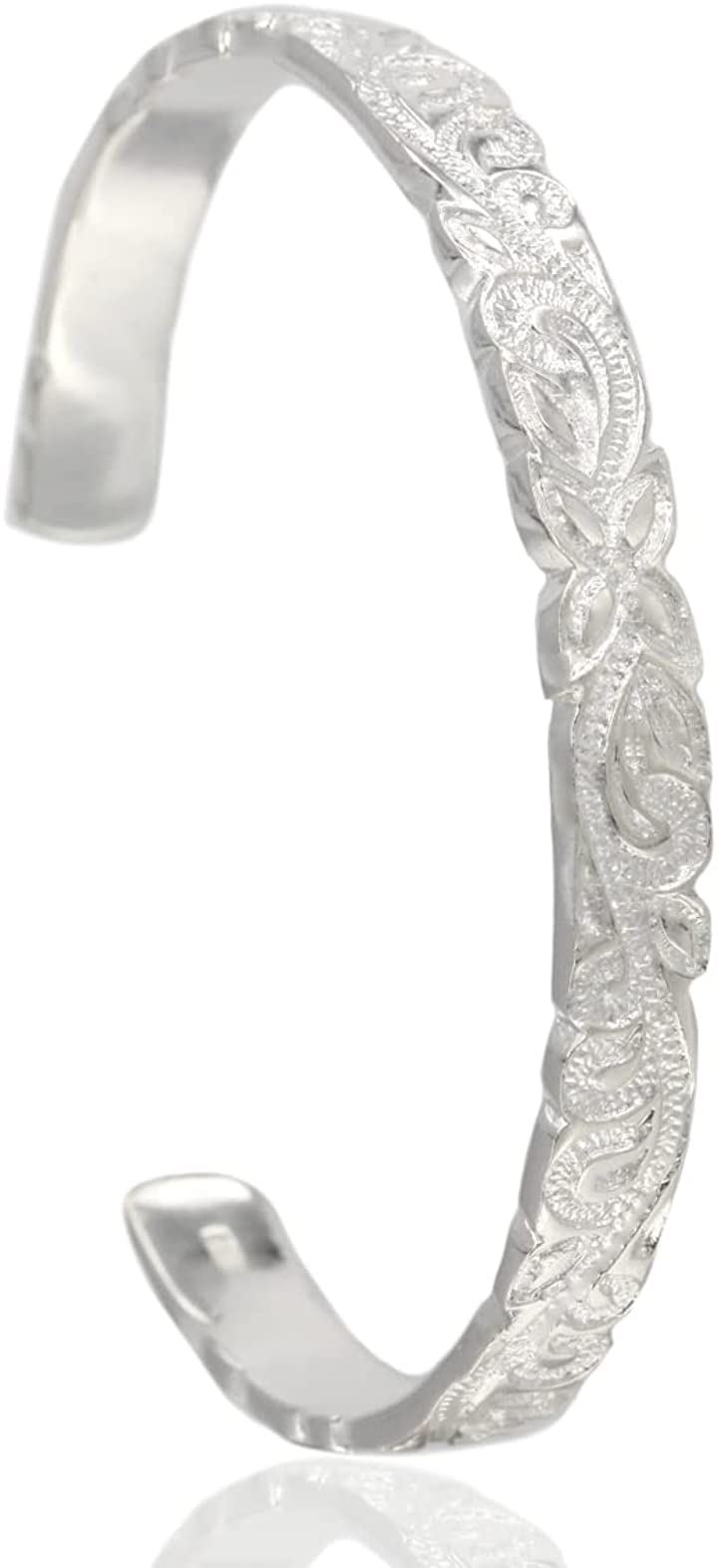 ハワイアンジュエリー バングル シルバー 925 ブレスレット スクロール プルメリア メンズ レディース( シルバー) 10,804円