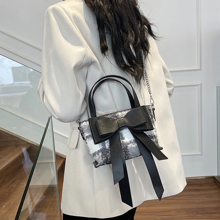 可愛い大容量蝶結び2Wayバック新作甘いショルダーバッグシンプル学生手提げバッグ通勤2Wayバック