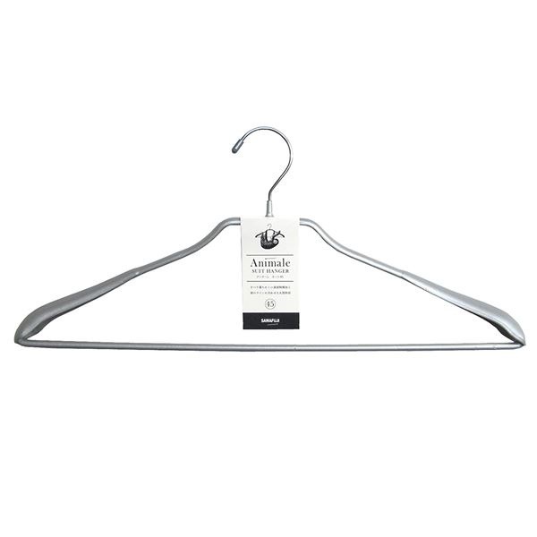 （まとめ）衣類ハンガー/スーツハンガー [シルバー] スベリ止め加工 『アニマーレ』 [x20]