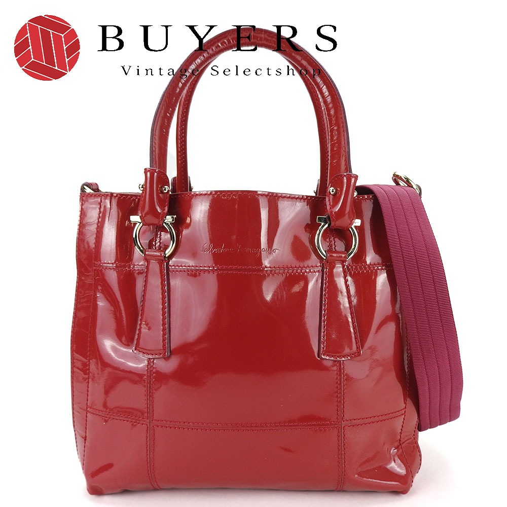 中古 ハンドバッグ EY-21 7470 エナメル レッド 2WAYショルダー レディース 女性