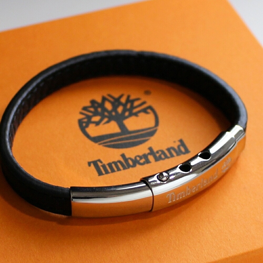 正規品 ティンバーランド ブレスレット シンプル ユニセックス メンズ レディース ブラック シルバー金具 おしゃれ ブランドアクセサリー ペア対応 誕生日 プレゼント ギフト 男性 女性 TDAGB