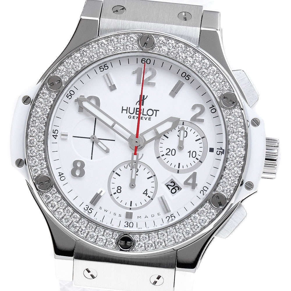 ウブロ HUBLOT 301.SE.230.RW.114 ビッグバン スチールホワイト ダイヤベゼル クロノグラフ 自動巻き メンズ 保証書付き_826251【中古】