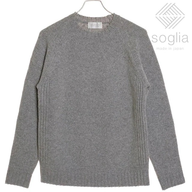ソリア Sランドノア セーター メンズ・レディース トップス クルーネック ニット 日本製 Light-Gray