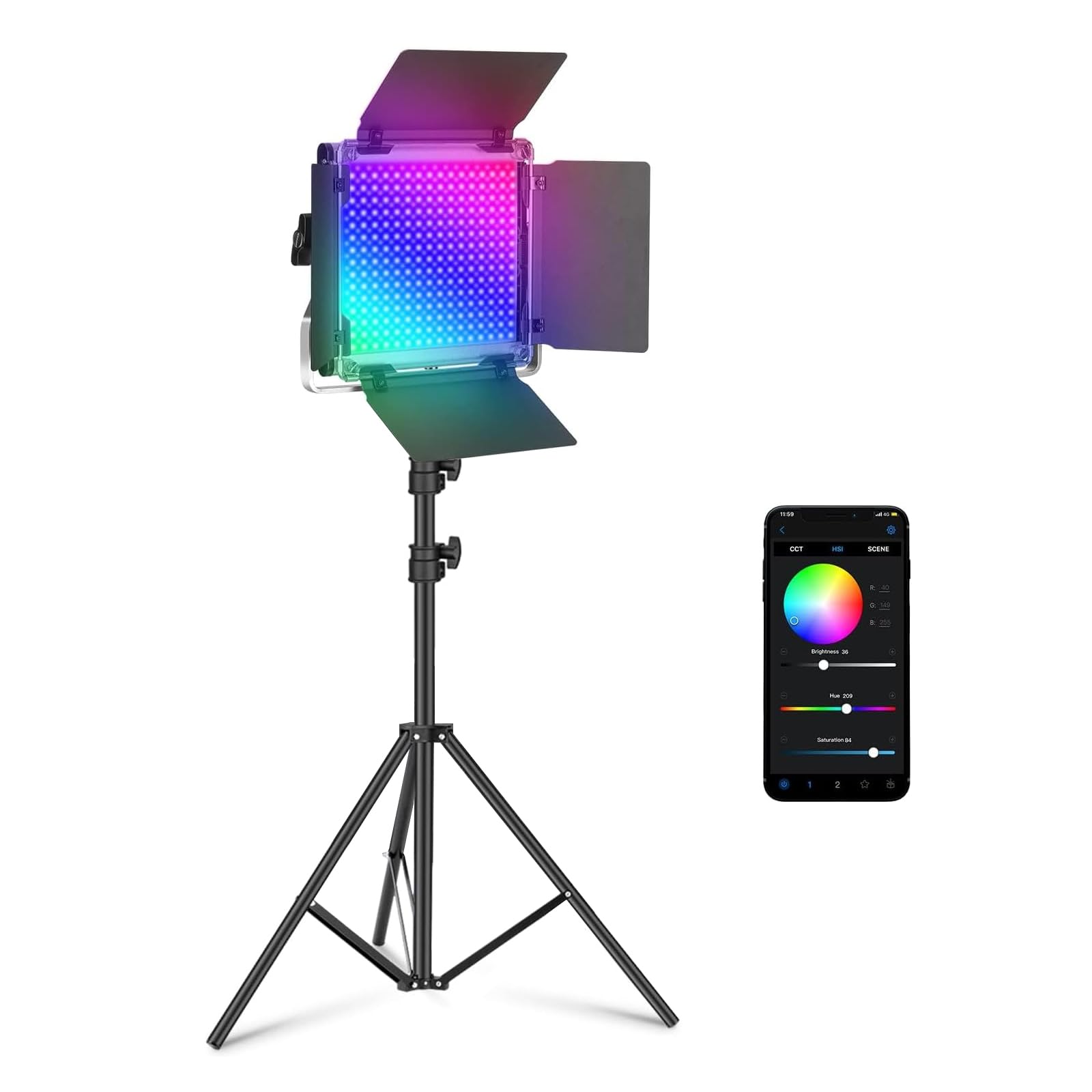 NEEWER 660 PRO II RGB LEDビデオライト 撮影用ライト スタンド付属 APP制御 50W 360フルカラー 1%精密調光 高輝度 CRI97+ 7000lux/0.5m 320
