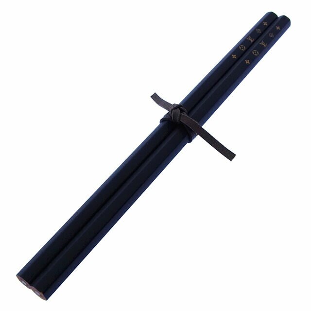 鉛筆 えんぴつ　筆記用具 ロゴ 2本セット 顧客限定品 ノベルティ ブラック ゴールド 中古