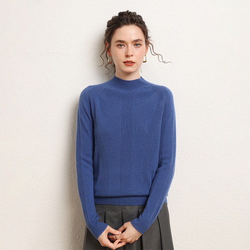 一線の成衣のカシミヤのニットは秋冬の半高襟で底の柔らかいモチの中にジャカードのセーターを掛けます