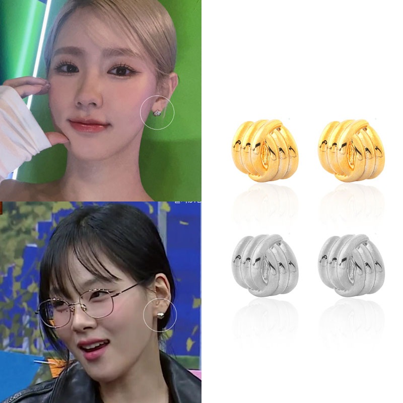 [ミヨン/ビビ/ソラ/羅針盤着用] ニットボールテクスチャーワンタッチイヤリング/韓国女性アクセサリー/韓国ファッションスタイル/SNS人気/韓国ジュエリー/芸能人着用アクセサリー/デイリーアイテム/