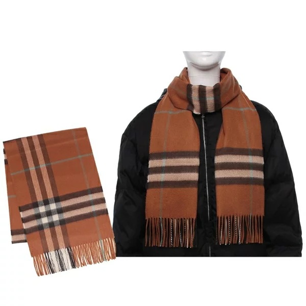 マフラー フリンジ バーバリーチェック ブラウン オレンジ メンズ レディース ユニセックス 8112643 B8761