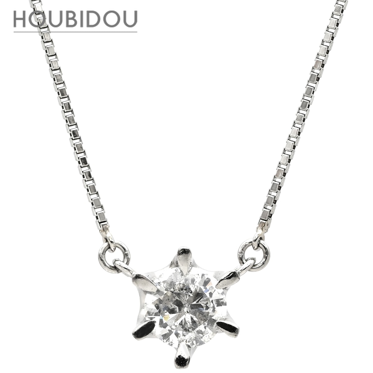 ネックレス ソリティア ダイヤモンド プラチナシルバー Pt900 プラチナ 1P 1石 1粒 6本爪 両吊りタイプ 【中古】