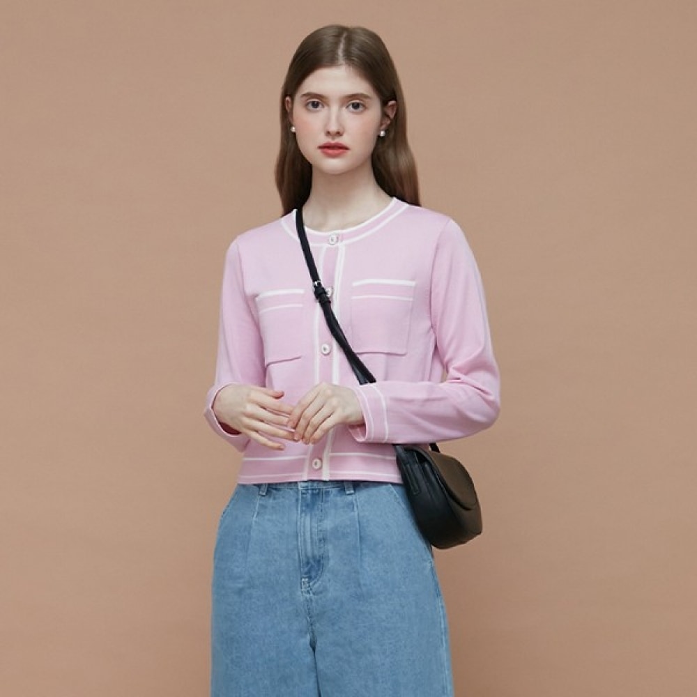 (プラスチックアイランド) ピンカラーニットカーディガン PP3KG381