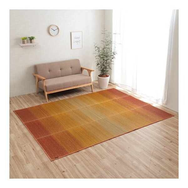 1060470204804 ラグ 小林製薬 持続性抗菌剤 KOBA-GUARD 制菌 抗菌防臭 滑り止め 不織布 夏 い草 グラデーション オレンジ 約190×300cm メーカー直送