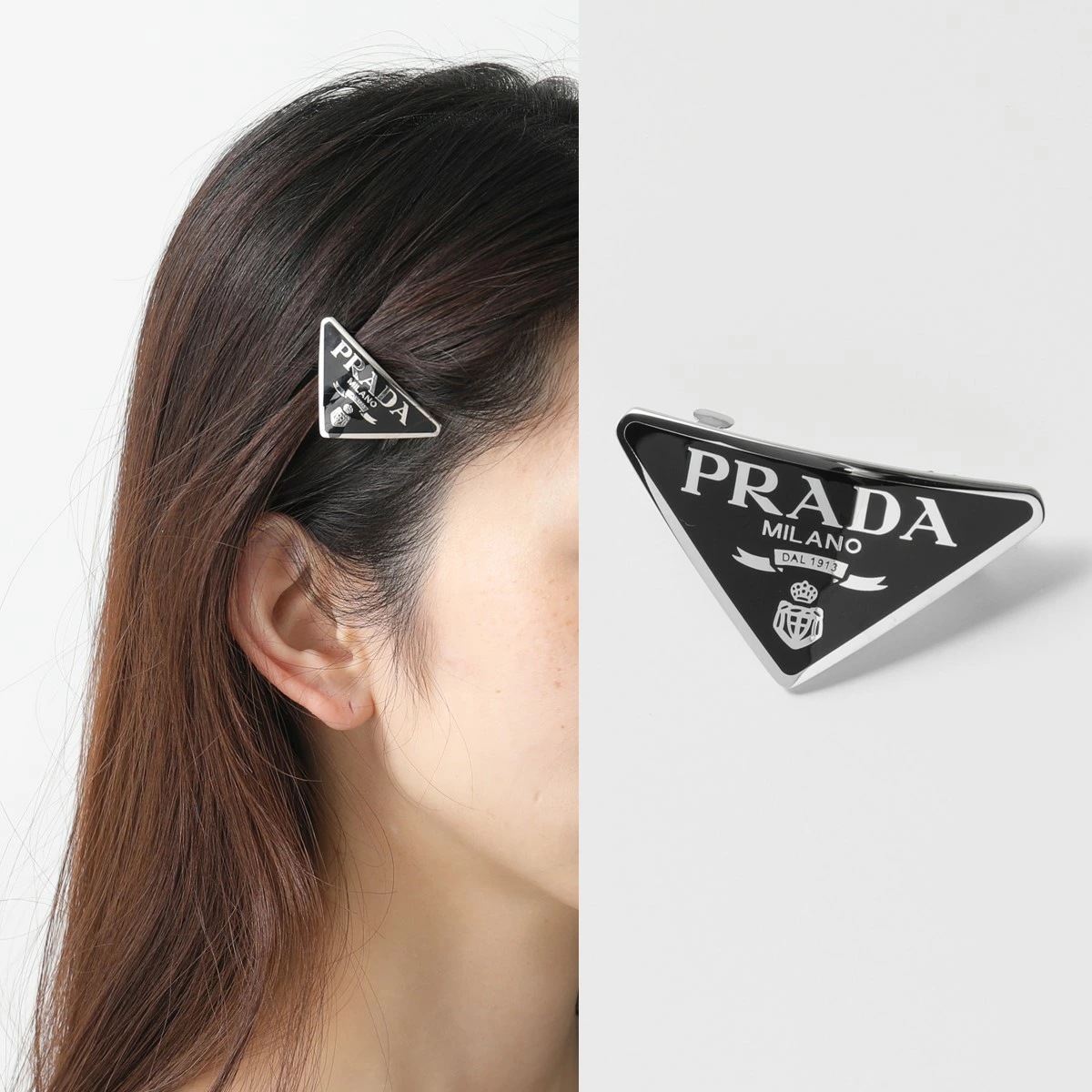 くろかみページ PRADA プラダ バレッタ 1IF050 2BA6 レディース トライアングル