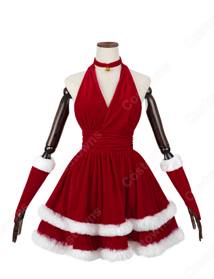 クリスマス コスプレ衣装 サンタ テーマパーティー衣装 レディース セクシー ホルターネックドレス 大人用