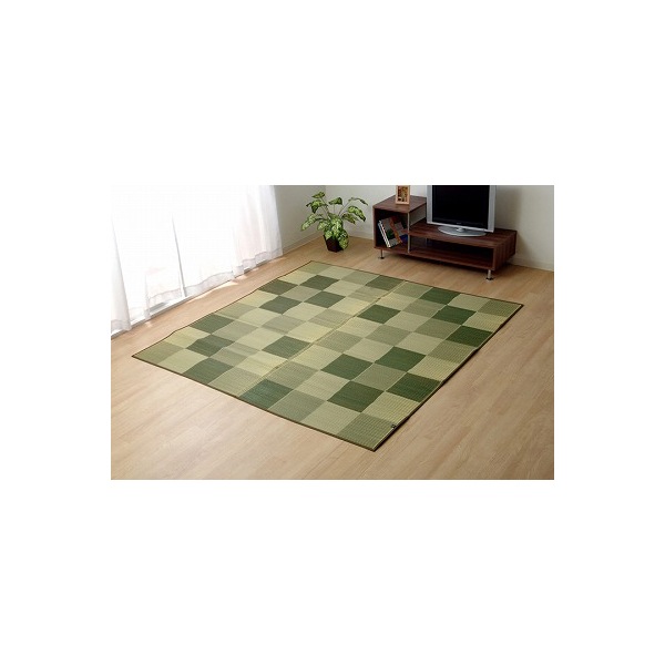 1050980122303 純国産 い草ラグカーペット Fブロック2 グリーン 約140×200cm ウレタン メーカー直送