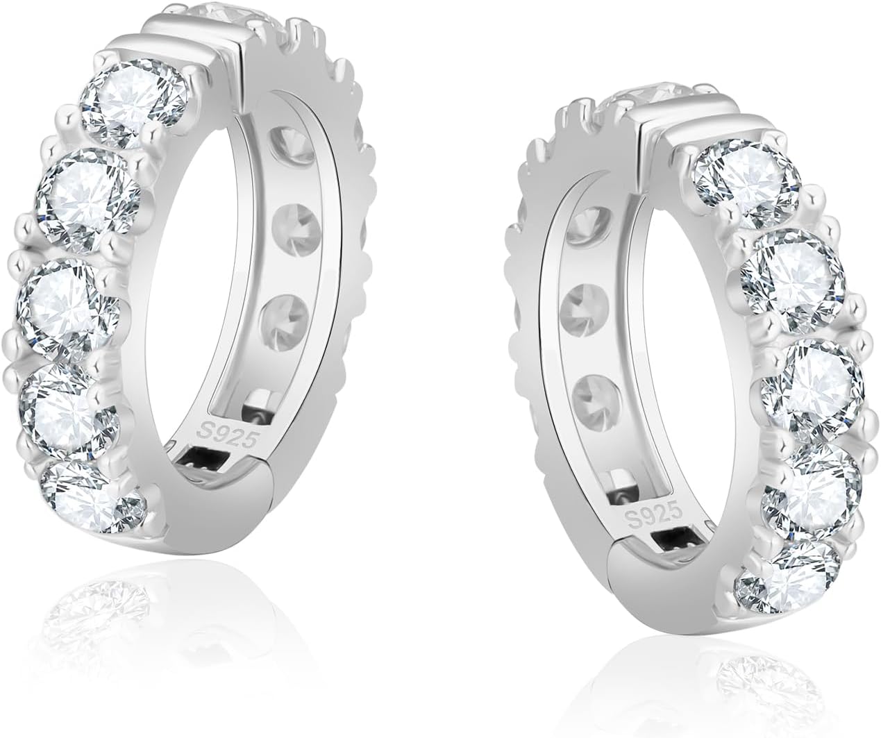 ジルコニアイヤリング型番：エタニティ仕様：幅15mmシルバー925製特徴：金属アレルギー対応ノンホールタイプ材質：シルバー925ジルコニア使用シーン：両耳用ピアス