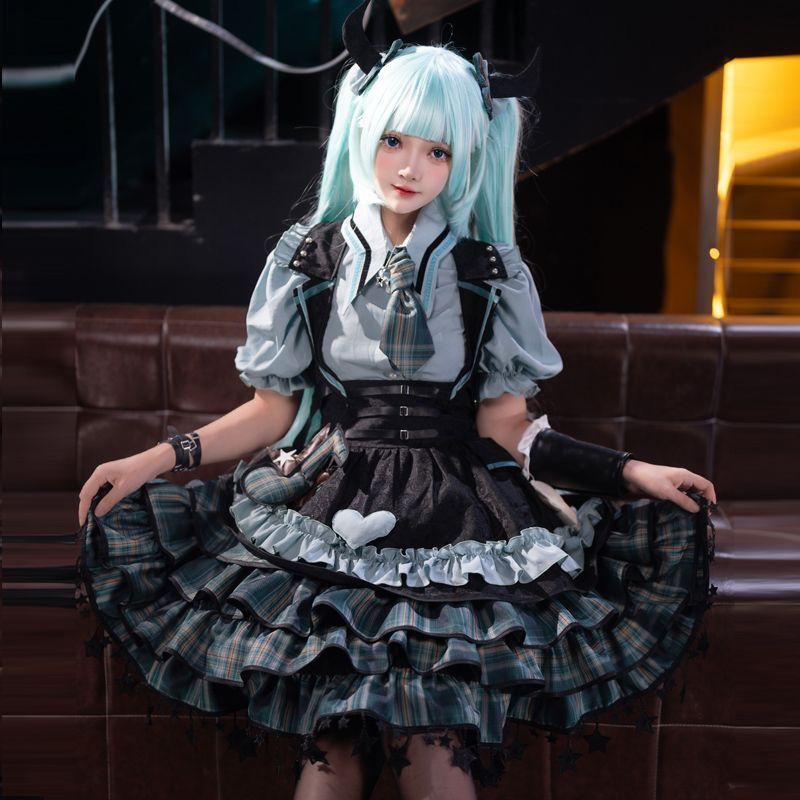 本物の新しいナインライフキャット初音ミクコスコスチューム女性のloiitaウエストハロウィンロリータピュアディザイアコスチューム