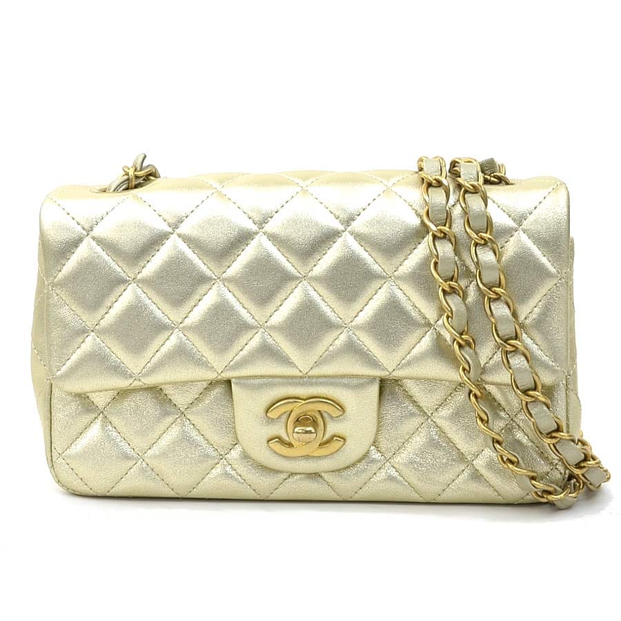 シャネル CHANEL ショルダーバッグ レザー ゴールド ゴールド レディース 90208a