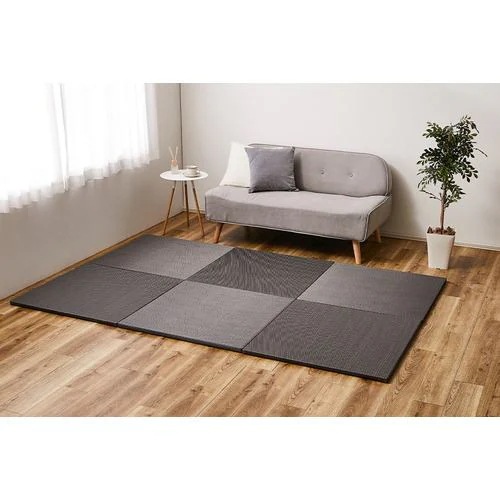 【メーカー直送品】萩原 【9枚組】い草風置き畳 綾模様 約65×65×2.5cm グレー