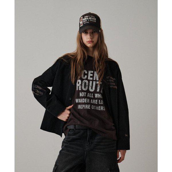 【新商品入荷】JR2TSU205 ダークグレー 男女共用 ボールドレタリング半袖Tシャツ_SC