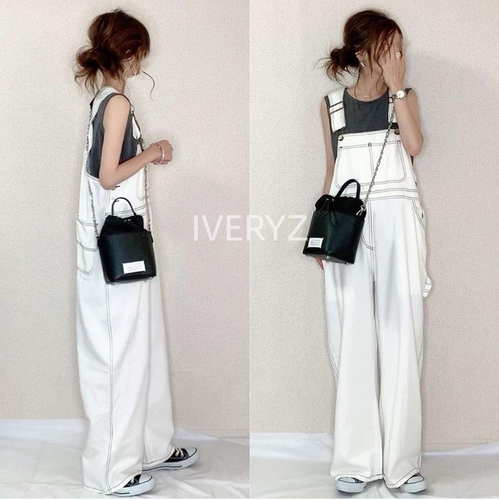 ファッションホワイトオーバーオールレディース サマーレイジースタイルハイウエストスーパール