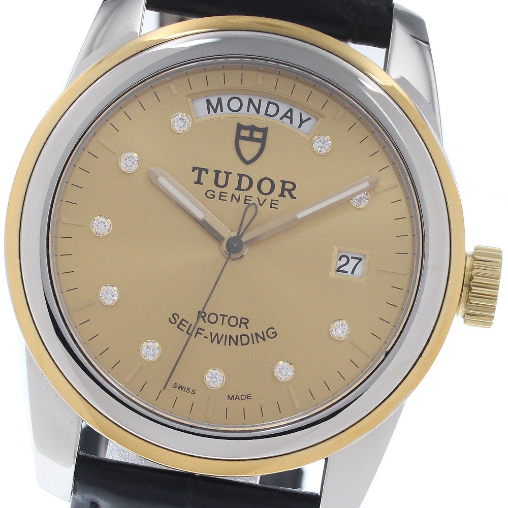 チュードル TUDOR 56003 グラマー デイトデイ YGベゼル 10Pダイヤ 自動巻き メンズ 良品 _956390【中古】